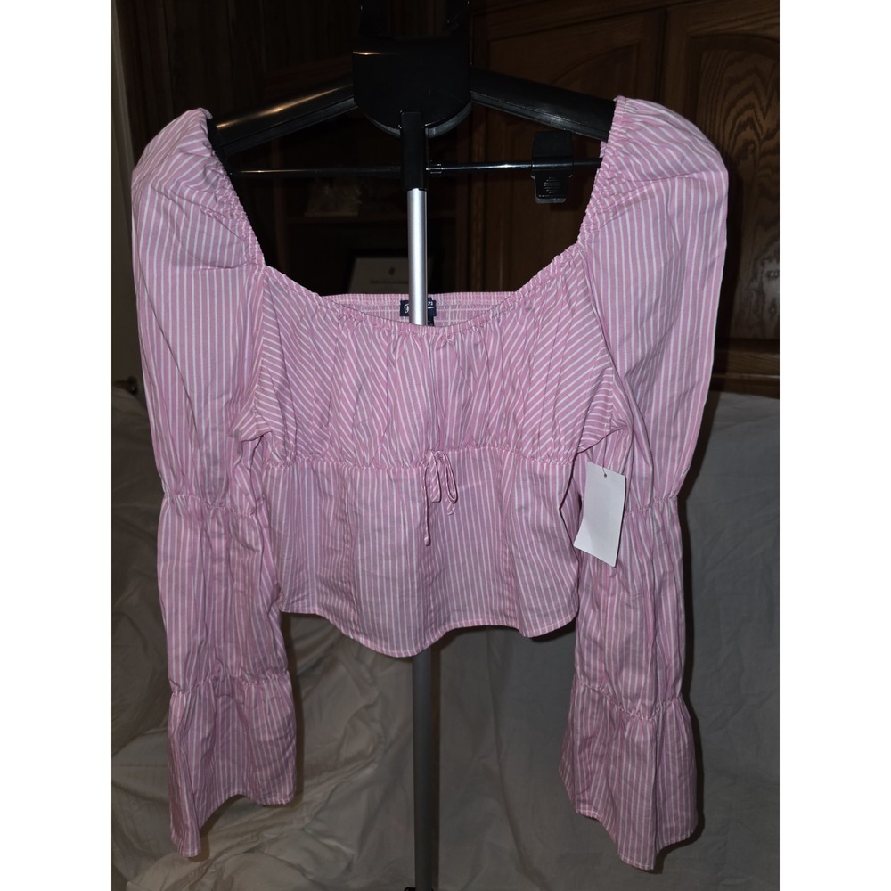 Freshman Size XL‎ Pink And White Off The Shoulder Cropped Shirt By Nordstrom...